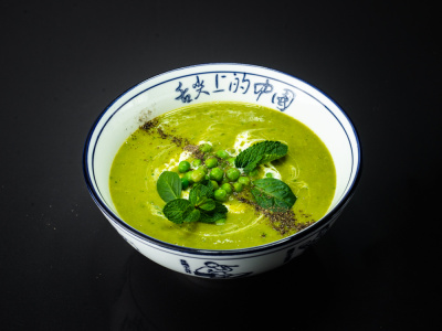 фото Крем суп зелёный горошек с мятой